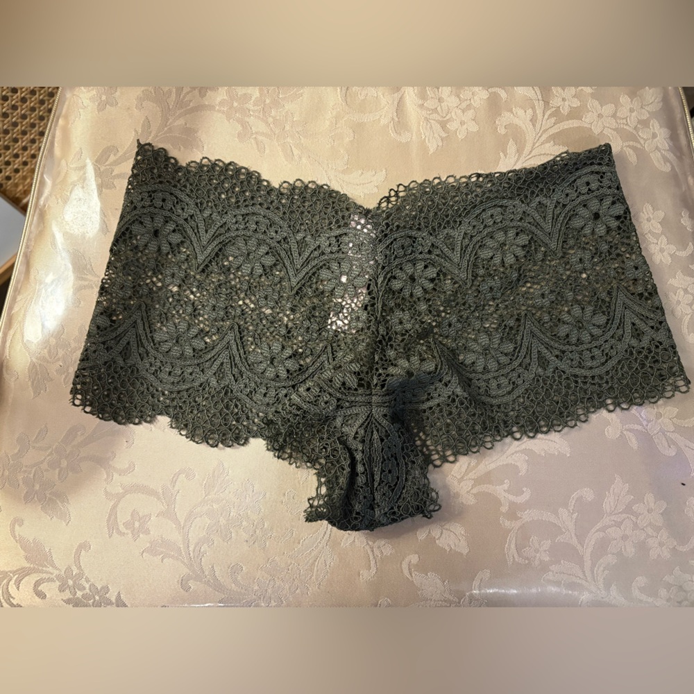 Victoria's Secret Lace Boyshorts in Dark Green